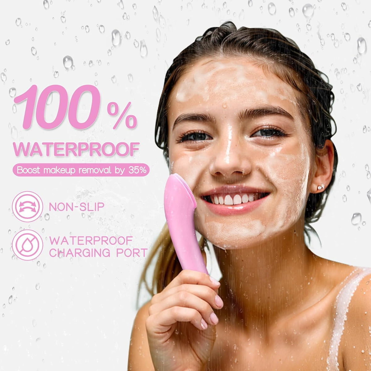 Facial Cleansing Brush Rechargeable Silicone Face Scrubber
