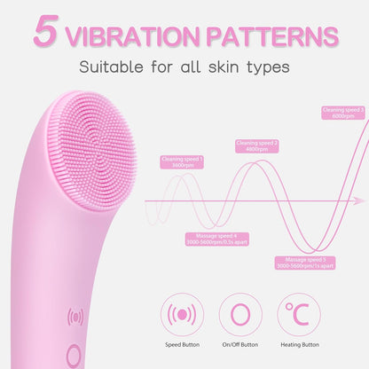 Facial Cleansing Brush Rechargeable Silicone Face Scrubber